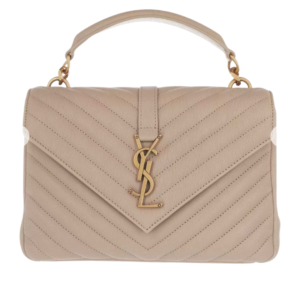 Saint Laurent College Bag Medium in Beige Leather, 24 cm