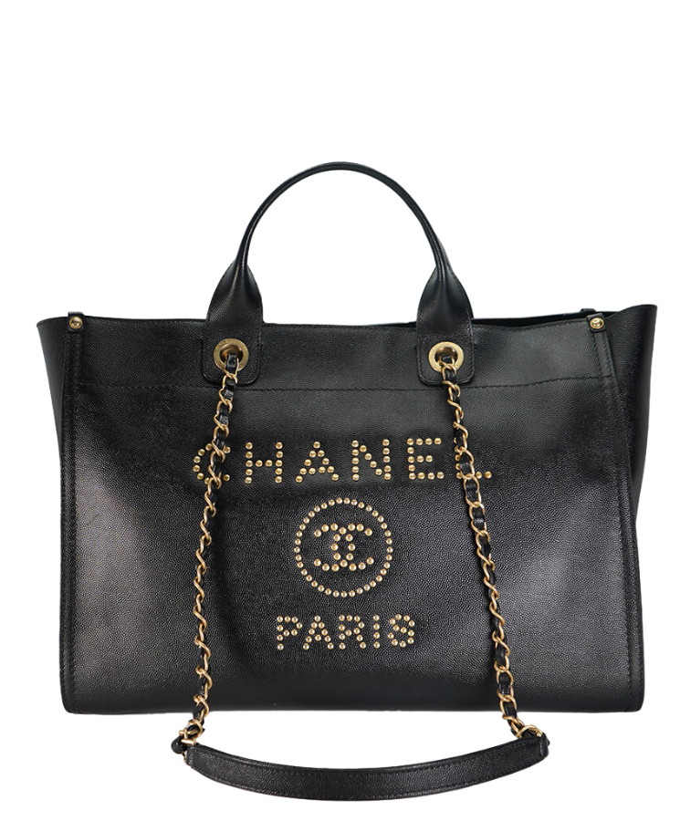 Chanel Deauville Tote Bag in Black Caviar Leather 38 cm