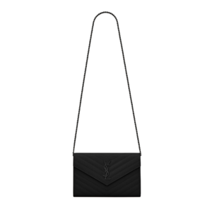Saint Laurent Cassandre Wallet on Chain bag in black leather 22.5 cm