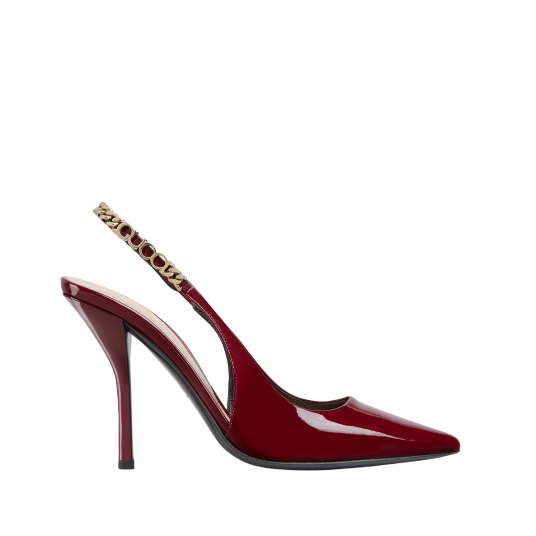 Saint Laurent Signoria slingback pump in burgundy patent leather 10.5 cm