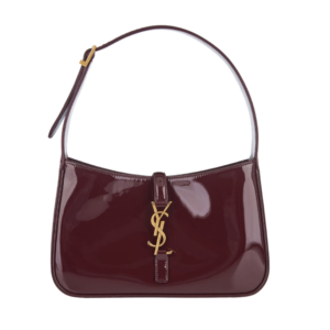 Saint Laurent Le 5 À 7 Hobo Bag in Burgundy Patent Leather 23 cm