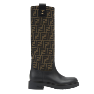 Fendi Filo knee-high boots in leather and FF mesh