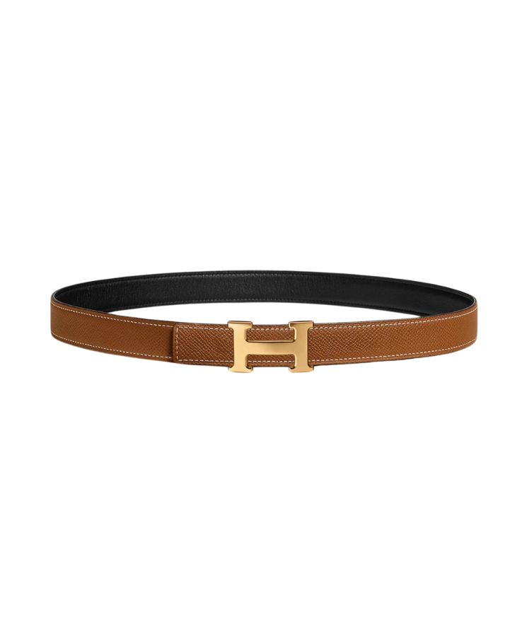 Hermès Mini H Belt in Black/Brown with Gold Buckle 32mm