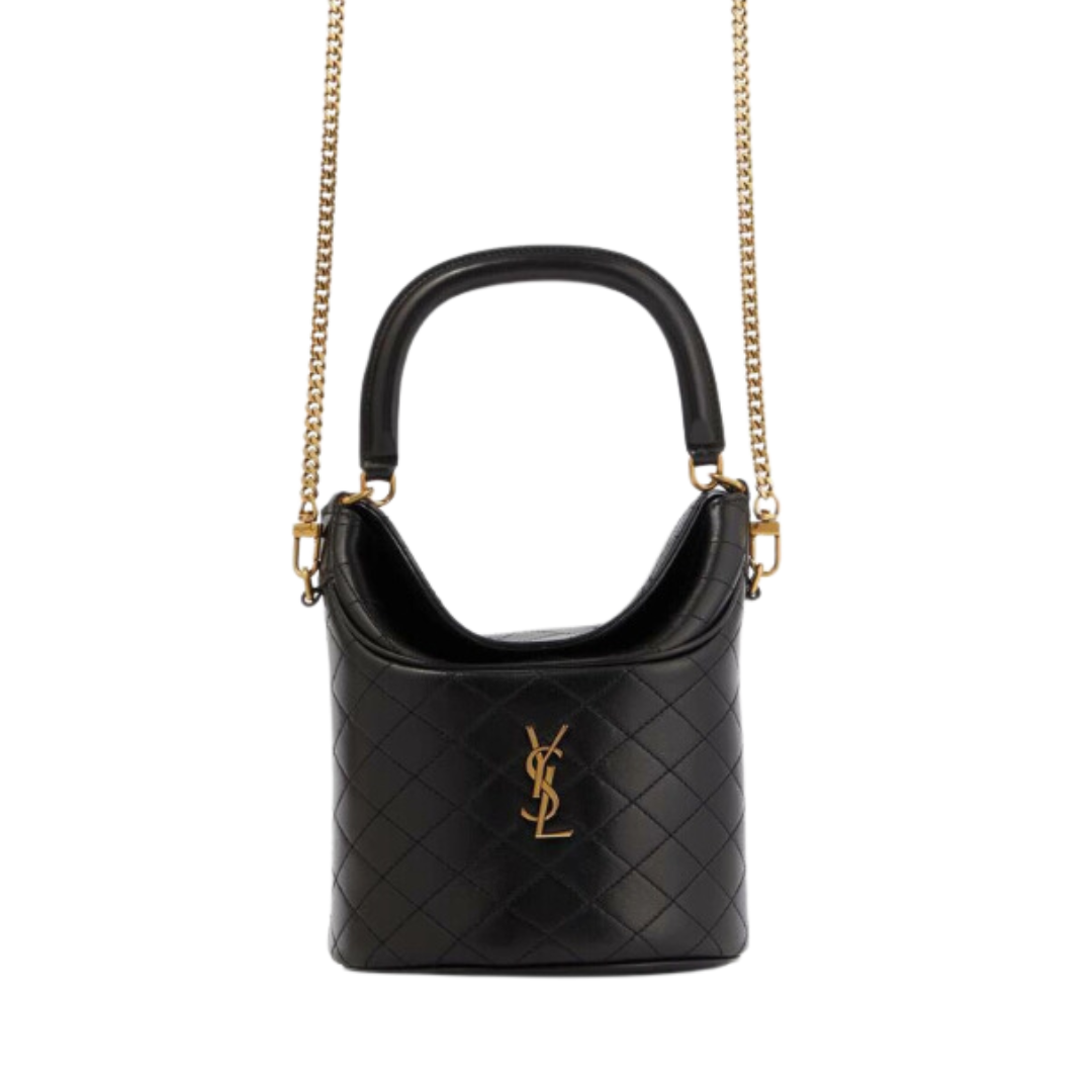 Saint Laurent Gaby Mini Bucket Bag in Black Quilted Leather 17cm