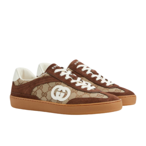 Gucci men's sneakers in beige/brown GG canvas with H logo