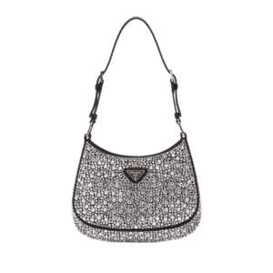 Prada Cleo bag in crystals and silver satin 22 cm